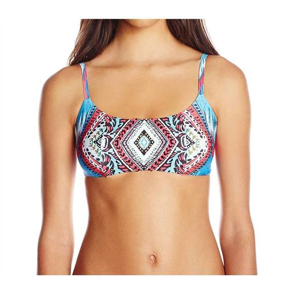 NEW PQ SWIM women lila mumbai classic embroidered bikini top swimwear in multi - Picture 1 of 3